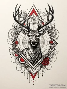 Atomic stag running through data stream, tatt... - эскиз тату (№1751258365_0, 30.06.2025 04:39) — Tatufoto.com