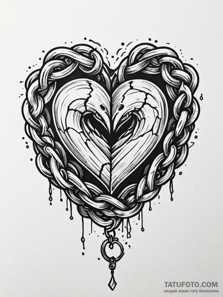 Knot of chains devouring heart, tattoo drawin... - эскиз тату (№1751258546_0, 30.06.2025 04:42) — Tatufoto.com