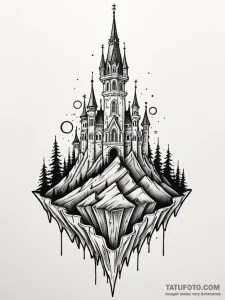 Nightfall crown beneath spectral spire, artis... - эскиз тату (№1751259394_0, 30.06.2025 04:56) — Tatufoto.com