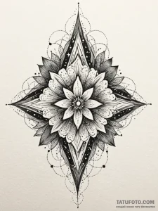 Hidden relic beneath celestial bloom, tattoo... - эскиз тату (№1751259478_0, 30.06.2025 04:57) — Tatufoto.com