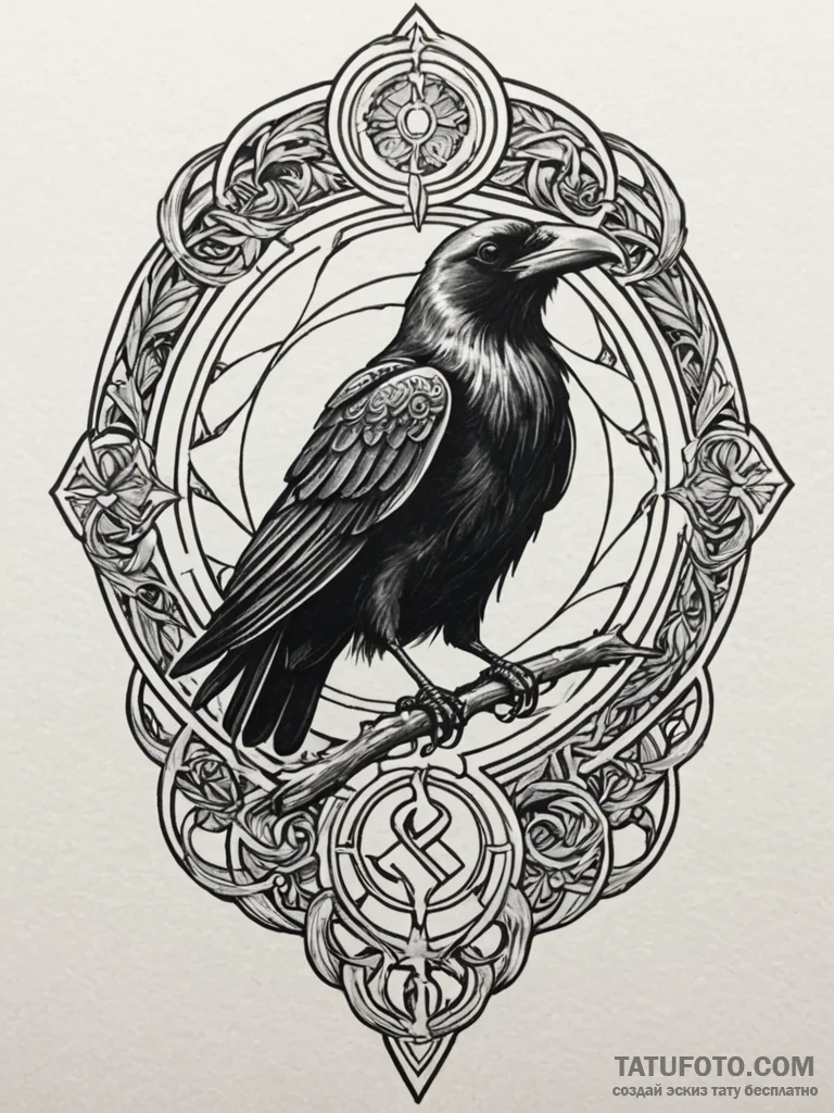 Bone raven clutching sigil, tattoo line art,... - эскиз тату (№1751259644_0, 30.06.2025 05:00) — Tatufoto.com