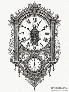 Grandfather clock with a pendulum swinging a... - эскиз тату (№1751260216_0, 30.06.2025 05:10) — Tatufoto.com