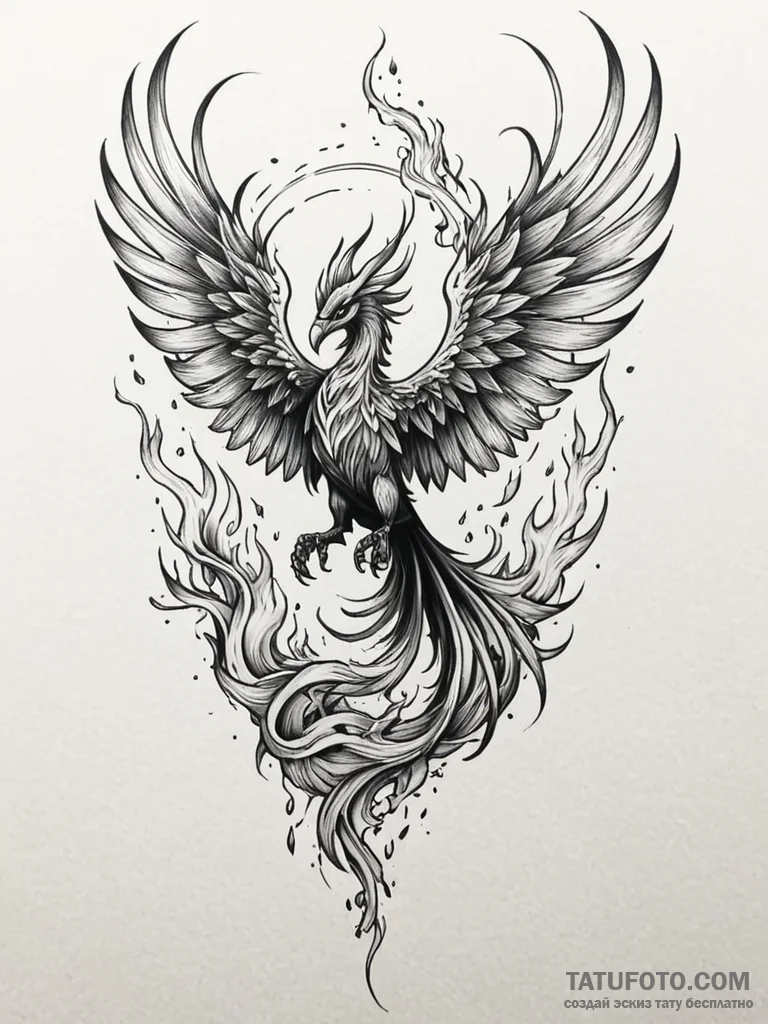 Abyssal phoenix with corrupted fire, tattoo l... - эскиз тату (№1751261409_0, 30.06.2025 05:30) — Tatufoto.com