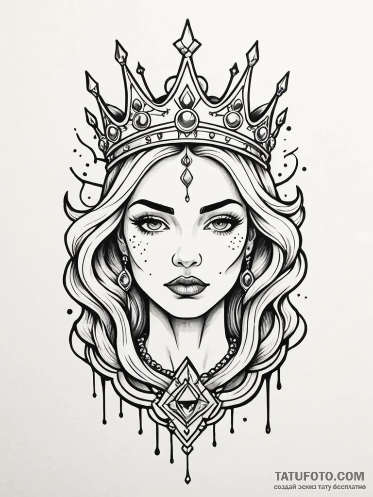 Painting of forgotten queen, tattoo drawing o... - эскиз тату (№1751261897_0, 30.06.2025 05:38) — Tatufoto.com