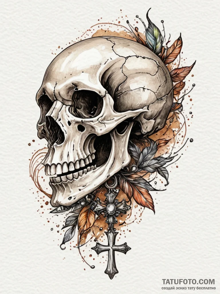 Parrot skull with jeweled eyes, concept art f... - эскиз тату (№1751261982_0, 30.06.2025 05:39) — Tatufoto.com