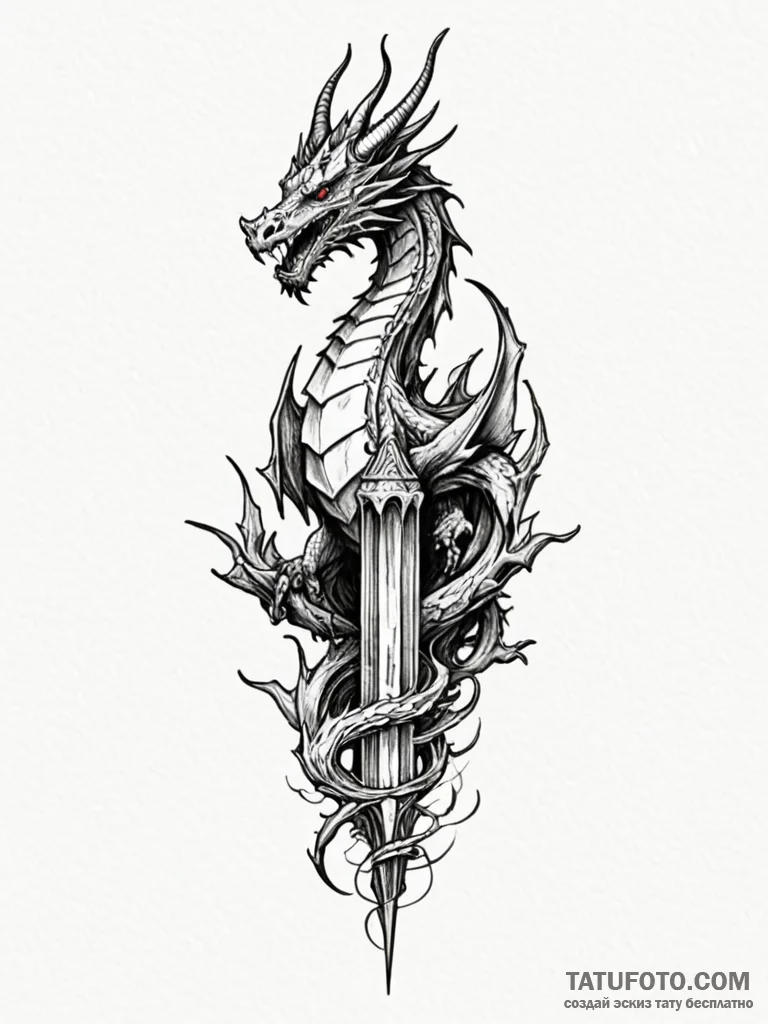 Dragon spire crowned in gold, artistic tattoo... - эскиз тату (№1751262127_0, 30.06.2025 05:42) — Tatufoto.com