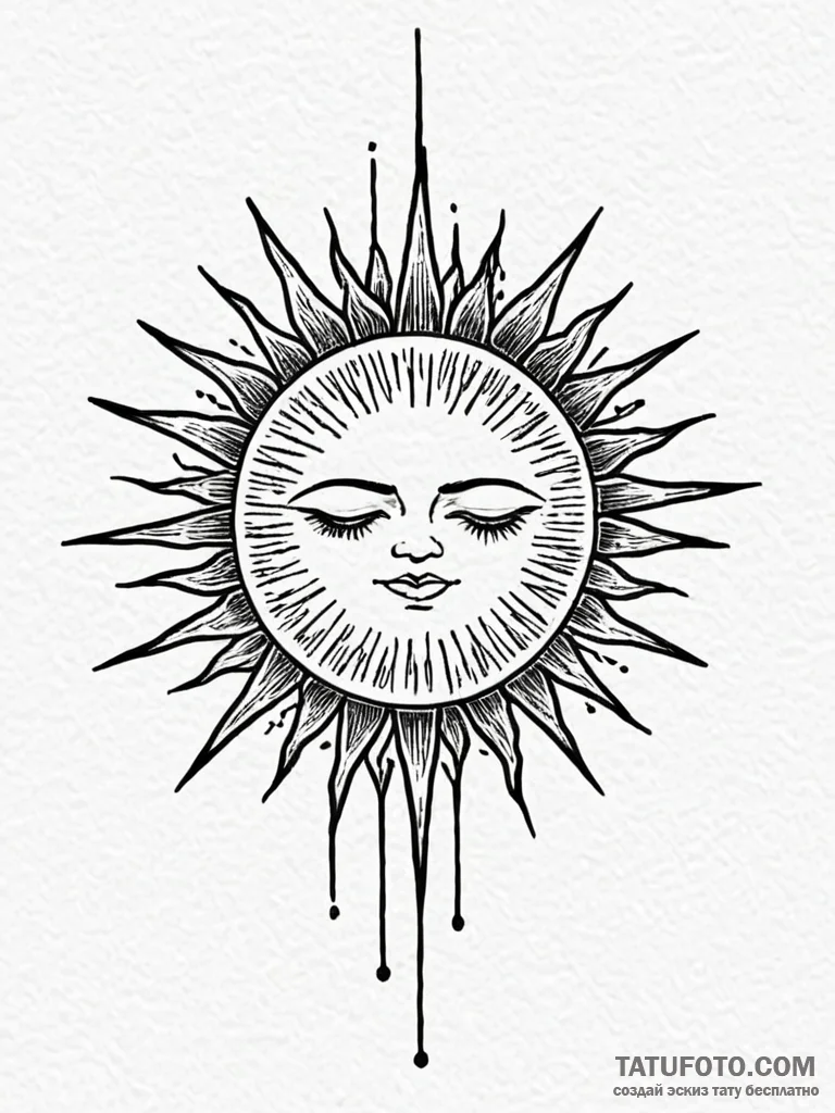 Apocalyptic sun bleeding into sky, tattoo lin... - эскиз тату (№1751262549_0, 30.06.2025 05:49) — Tatufoto.com