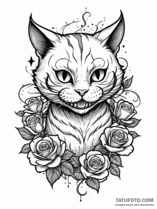 Cheshire cat dissolving into smoke and stars,... - эскиз тату (№1751263070_0, 30.06.2025 05:57) — Tatufoto.com