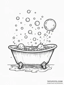 A whimsical bubble bath with toy boats, relax... - эскиз тату (№1751263639_0, 30.06.2025 06:07) — Tatufoto.com
