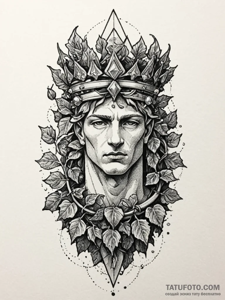Monolith crowned in ivy, ink illustration for... - эскиз тату (№1751263807_0, 30.06.2025 06:10) — Tatufoto.com