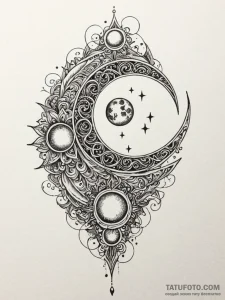 Unraveled scroll beneath spectral moon, tatto... - эскиз тату (№1751264161_0, 30.06.2025 06:16) — Tatufoto.com