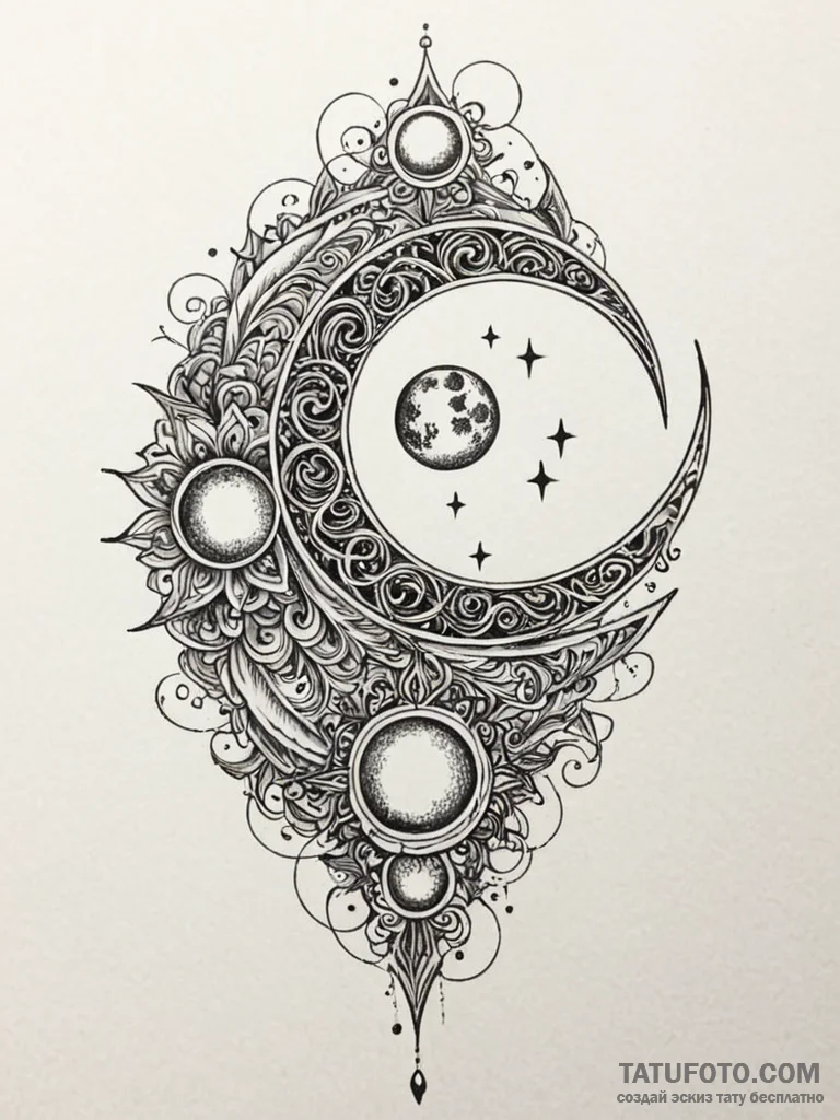 Unraveled scroll beneath spectral moon, tatto... - эскиз тату (№1751264161_0, 30.06.2025 06:16) — Tatufoto.com
