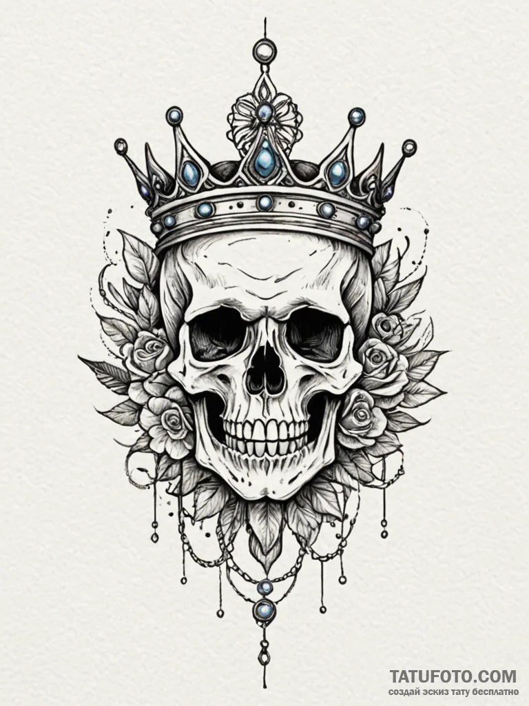 Astral crown above skull, tattoo sketch desig... - эскиз тату (№1751264398_0, 30.06.2025 06:19) — Tatufoto.com