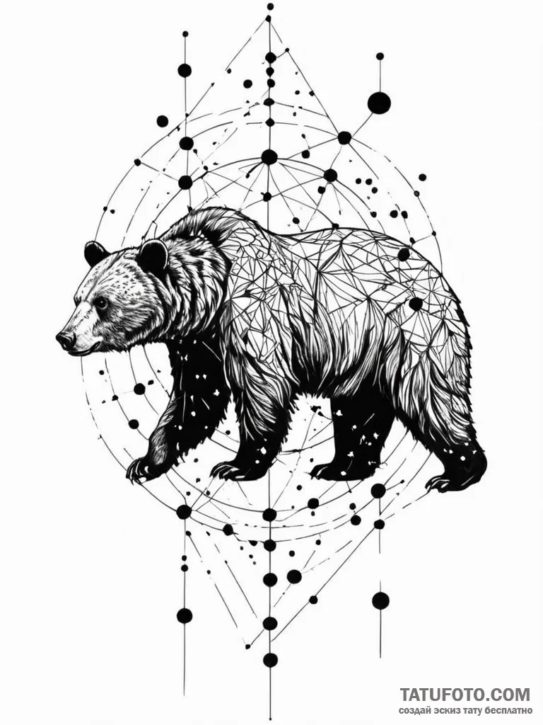 A bear made of constellations, concept art fo... - эскиз тату (№1751264657_0, 30.06.2025 06:24) — Tatufoto.com