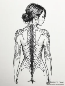 Circuit board pattern on a human back, artist... - эскиз тату (№1751265493_0, 30.06.2025 06:38) — Tatufoto.com