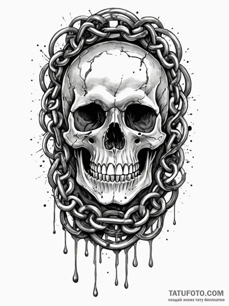 Arcane chains binding skull, artistic tattoo... - эскиз тату (№1751265661_0, 30.06.2025 06:41) — Tatufoto.com