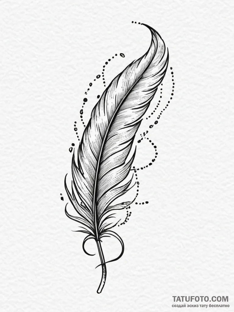 Scarlet feather drifting in mist, ink illustr... - эскиз тату (№1751266087_0, 30.06.2025 06:48) — Tatufoto.com