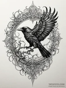Burning web trapping raven, tattoo line art,... - эскиз тату (№1751266172_0, 30.06.2025 06:49) — Tatufoto.com