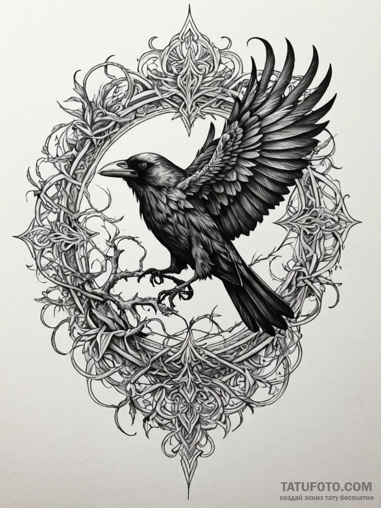 Burning web trapping raven, tattoo line art,... - эскиз тату (№1751266172_0, 30.06.2025 06:49) — Tatufoto.com