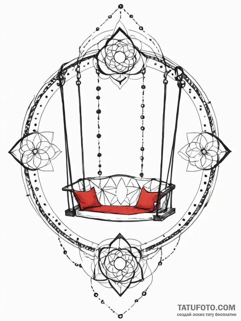 Empty swing set under a starry sky, tattoo sk... - эскиз тату (№1751266263_0, 30.06.2025 06:51) — Tatufoto.com