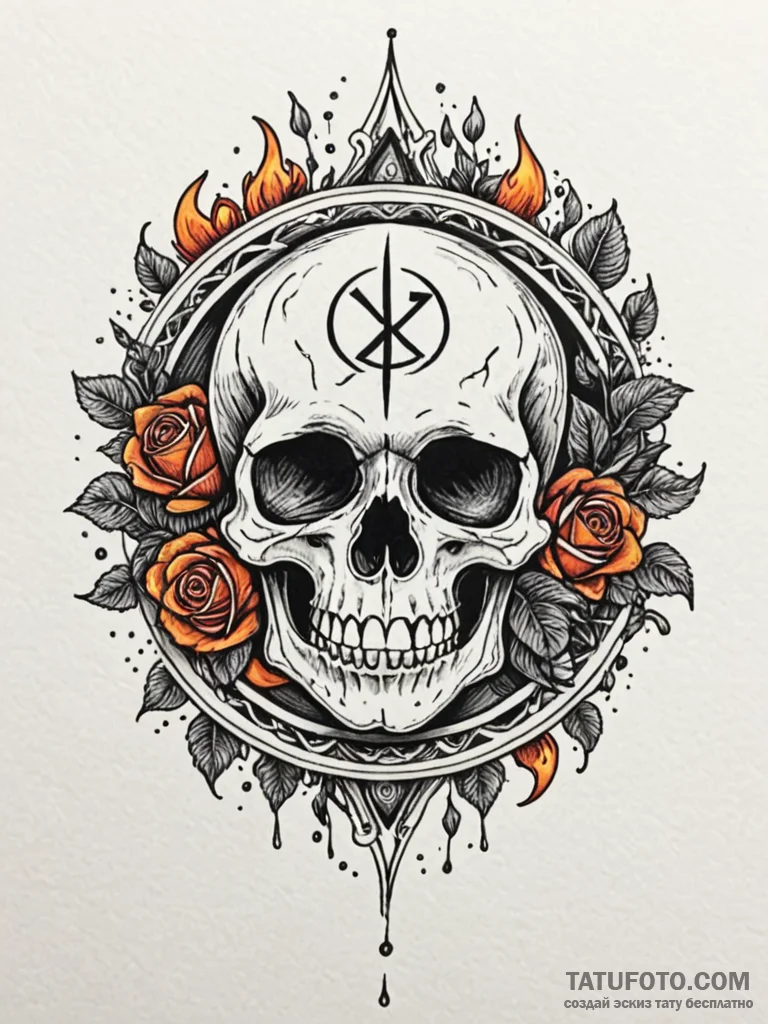 Burning ring with runic flames, ink illustrat... - эскиз тату (№1751266638_0, 30.06.2025 06:57) — Tatufoto.com