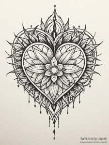 Engraved heart pierced by thorns, tattoo sket... - эскиз тату (№1751266888_0, 30.06.2025 07:01) — Tatufoto.com
