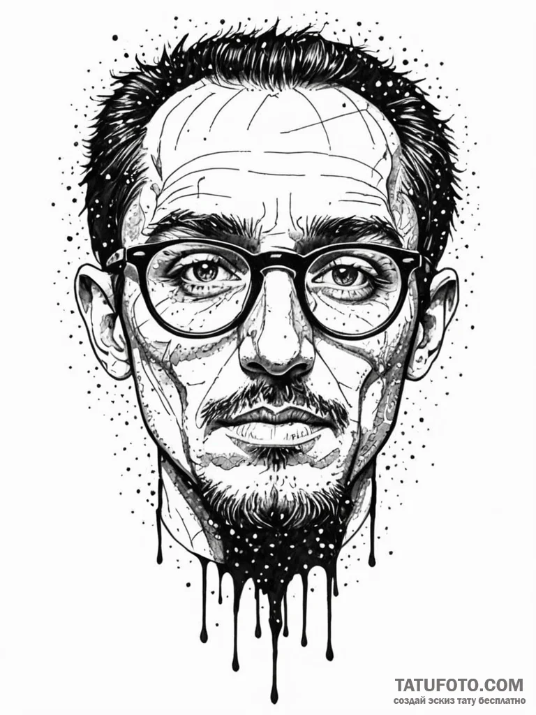 A detailed broken spectacles, sight,, ink ill... - эскиз тату (№1751267032_0, 30.06.2025 07:03) — Tatufoto.com