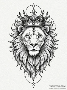 Arcane lion with crown of flames, concept art... - эскиз тату (№1751268057_0, 30.06.2025 07:20) — Tatufoto.com