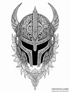 Spartan helmet with a deep crack, tattoo line... - эскиз тату (№1751268146_0, 30.06.2025 07:22) — Tatufoto.com