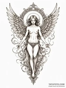 Fallen angel, ink illustration for tattoo, se... - эскиз тату (№1751268406_0, 30.06.2025 07:26) — Tatufoto.com