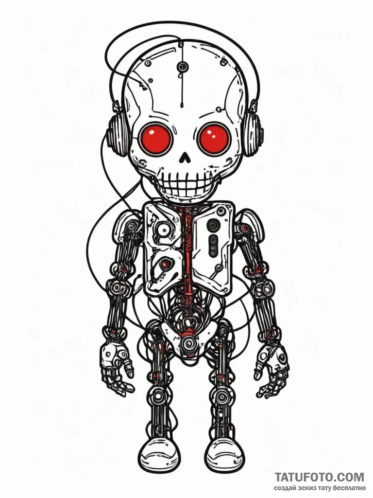 Voodoo doll made from a discarded circuit boa... - эскиз тату (№1751268840_0, 30.06.2025 07:34) — Tatufoto.com