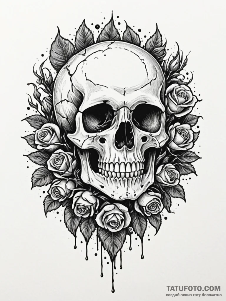 Aquatic skull covered in barnacles, concept a... - эскиз тату (№1751269174_0, 30.06.2025 07:39) — Tatufoto.com