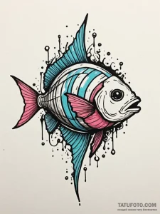 X-ray fish swimming in dark waters, tattoo dr... - эскиз тату (№1751269615_0, 30.06.2025 07:46) — Tatufoto.com