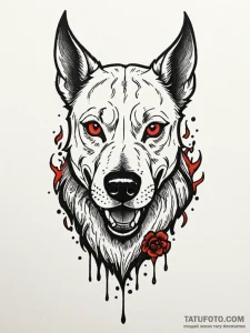Hellhound with burning paw prints, tattoo fla... - эскиз тату (№1751269759_0, 30.06.2025 07:49) — Tatufoto.com