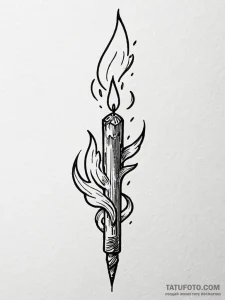 A powerful burning matchstick, fleeting,, tat... - эскиз тату (№1751270094_0, 30.06.2025 07:54) — Tatufoto.com