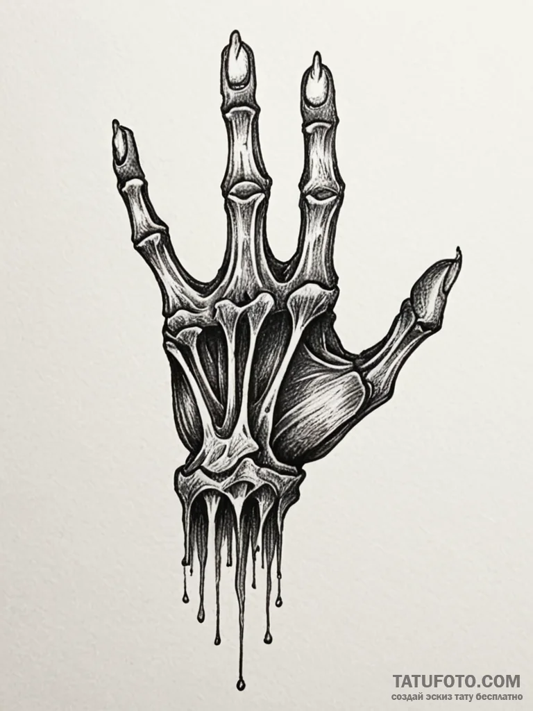 Oak relic held by skeletal hand, tattoo sketc... - эскиз тату (№1751271382_0, 30.06.2025 08:16) — Tatufoto.com