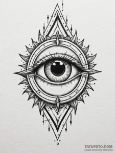 Eclipse blade beneath celestial eye, artistic... - эскиз тату (№1751271558_0, 30.06.2025 08:19) — Tatufoto.com