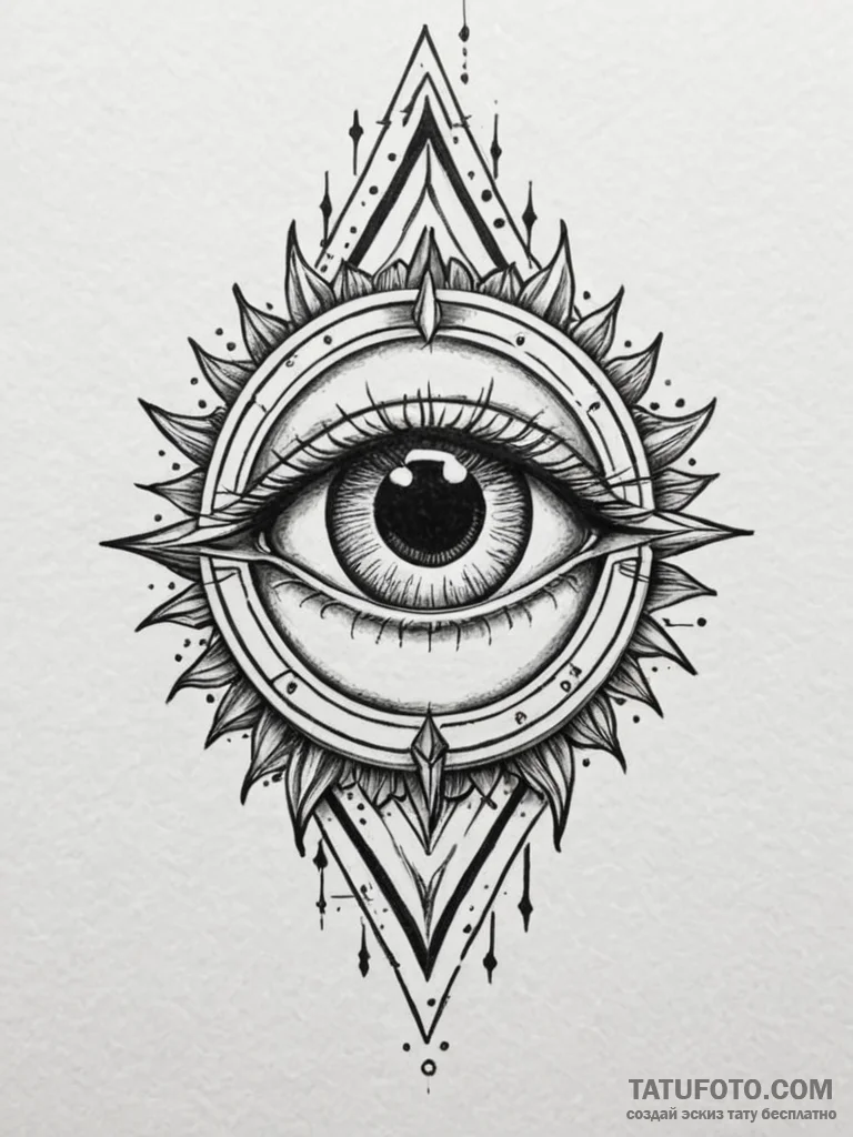 Eclipse blade beneath celestial eye, artistic... - эскиз тату (№1751271558_0, 30.06.2025 08:19) — Tatufoto.com