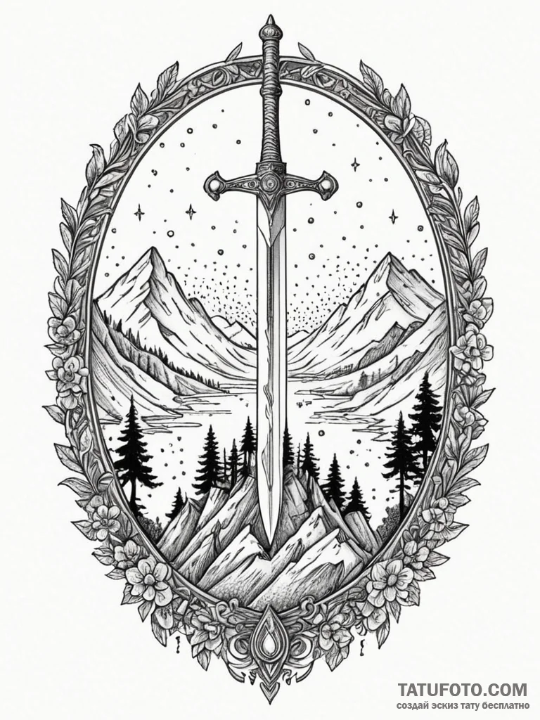 Adventure time sword plunged into a pixelated... - эскиз тату (№1751271641_0, 30.06.2025 08:20) — Tatufoto.com