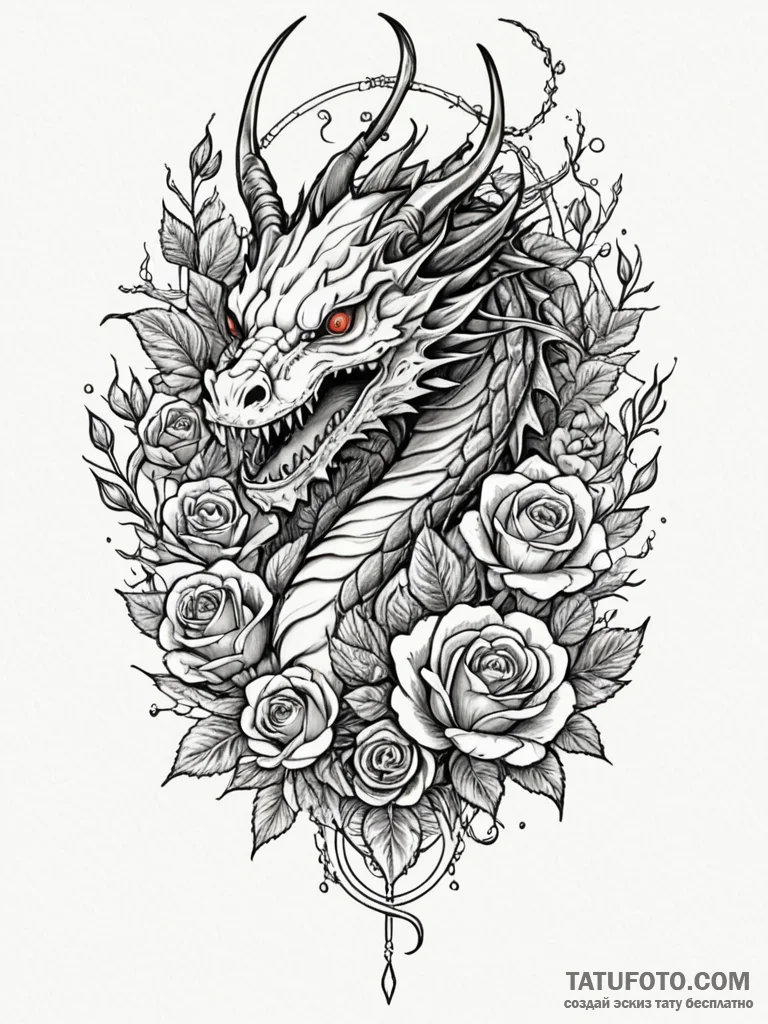 Aquatic dragon weaving through coral, artisti... - эскиз тату (№1751271960_0, 30.06.2025 08:26) — Tatufoto.com
