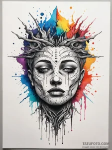 Ruined statue devoured by roots, tattoo drawi... - эскиз тату (№1751285634_0, 30.06.2025 12:13) — Tatufoto.com