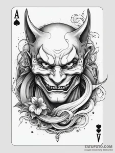 The joker's playing card, tattoo line art, bl... - эскиз тату (№1751287294_0, 30.06.2025 12:41) — Tatufoto.com