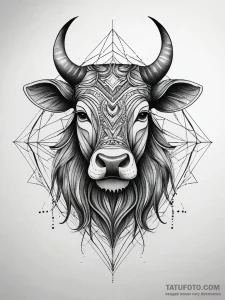 Minotaur, tattoo sketch design, minimalist ap... - эскиз тату (№1751288148_0, 30.06.2025 12:55) — Tatufoto.com
