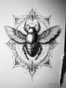Scarab jewel beneath spectral gate, ink illus... - эскиз тату (№1751288273_0, 30.06.2025 12:57) — Tatufoto.com