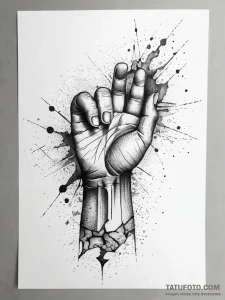 Atlas shrugging, letting a crumbling, cracked... - эскиз тату (№1751289166_0, 30.06.2025 13:12) — Tatufoto.com