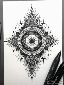 Twilight banner beneath burning stars, tattoo... - эскиз тату (№1751289671_0, 30.06.2025 13:21) — Tatufoto.com