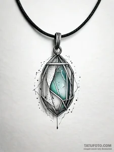 Sea glass pendant beneath iron sky, artistic... - эскиз тату (№1751290560_0, 30.06.2025 13:36) — Tatufoto.com