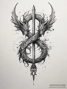 Dragon spirit entwined in runes, concept art... - эскиз тату (№1751290976_0, 30.06.2025 13:42) — Tatufoto.com