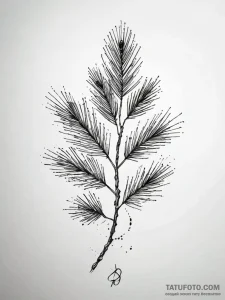 Pine branch etched with runes, artistic tatto... - эскиз тату (№1751291709_0, 30.06.2025 13:55) — Tatufoto.com