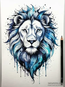 Astral lion in cosmic storm, tattoo drawing o... - эскиз тату (№1751291833_0, 30.06.2025 13:57) — Tatufoto.com